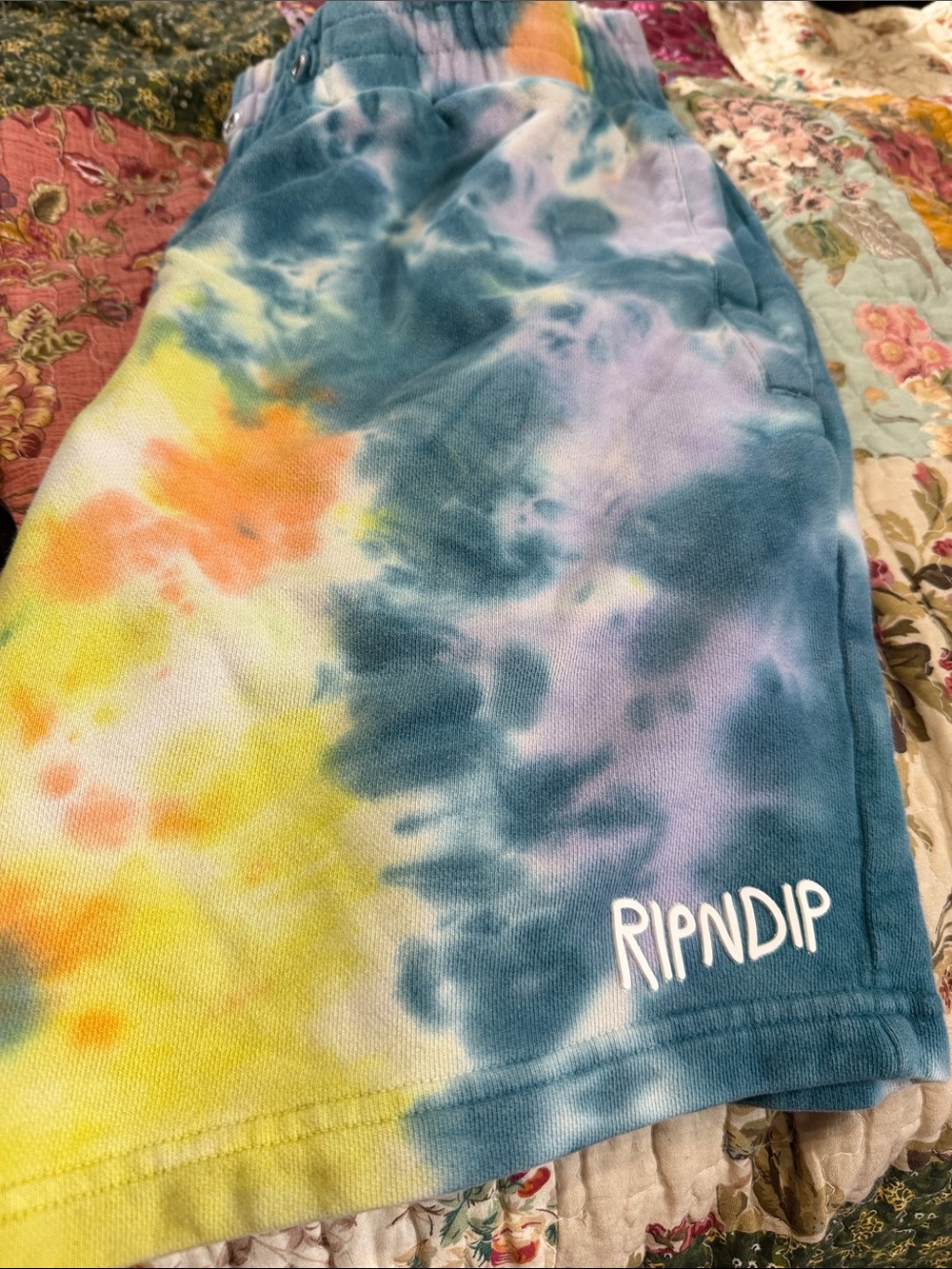 Ripndip Kids Tie-Dye Shorts in Blue, Yellow & Purple